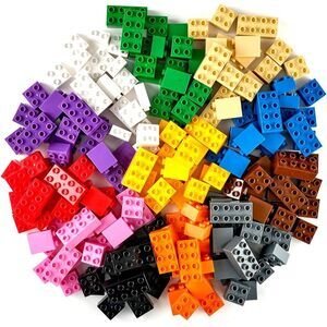 Strictly Briks Best Blocks Building Block Set Rainbow Colors, 204 Pieces